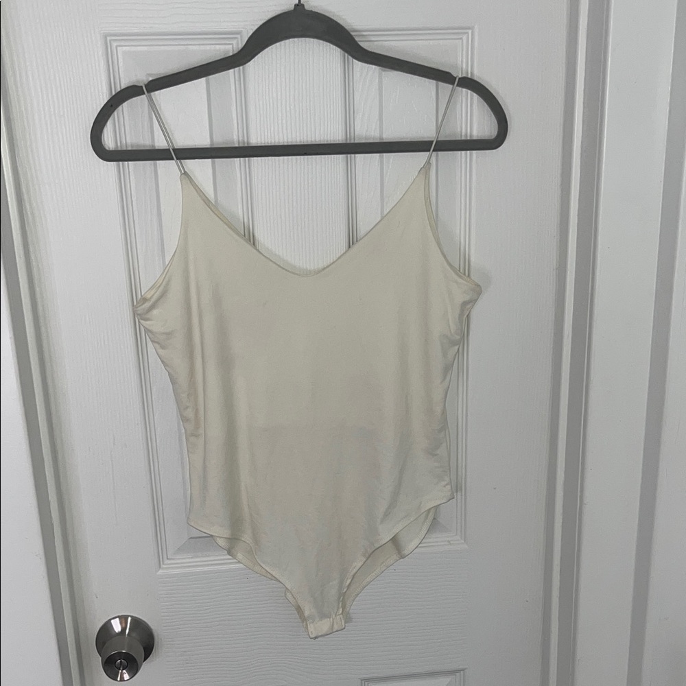 Gaze Cream Spaghetti Strap Women's Bodysuit